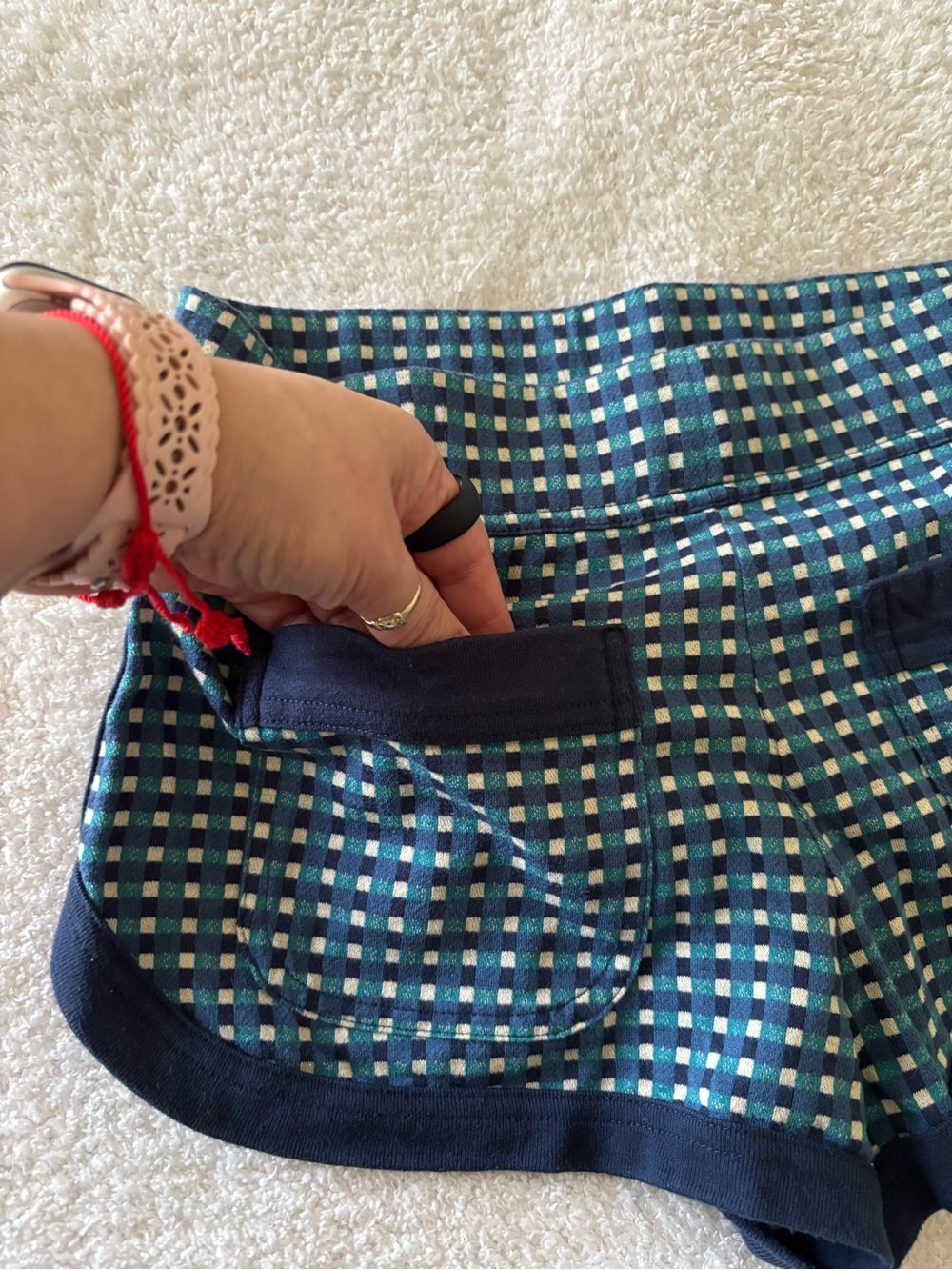 Marc By Marc Jacobs Navy and Teal Gingham Athletic Shorts - Picture 6 of 8